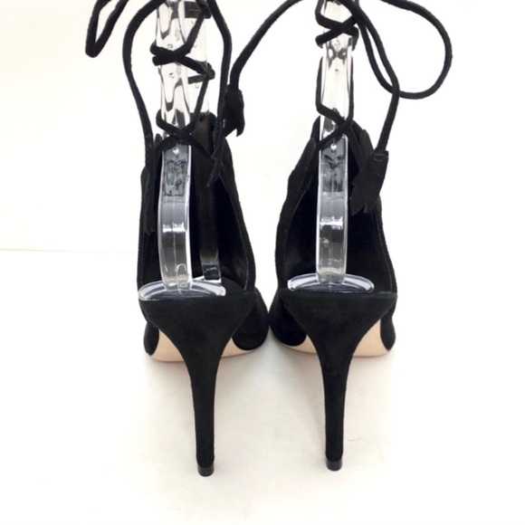 ISA Tapia Suede Ellen Perp toe Ankle Lace up High Heel Bootie In Black - Picture 7 of 8